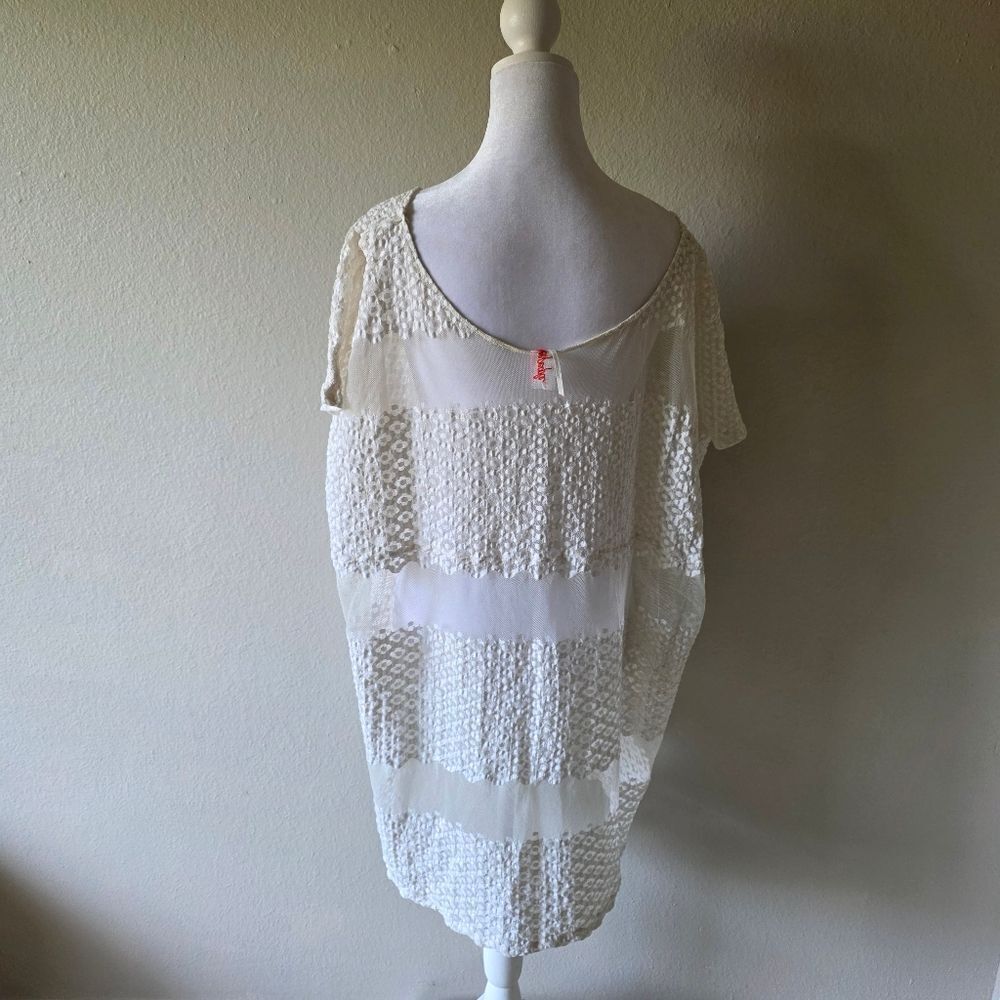 Free People Creme Lace Paneled CoverβUp Mini Dress Tunic Small - Picture 2 of 7